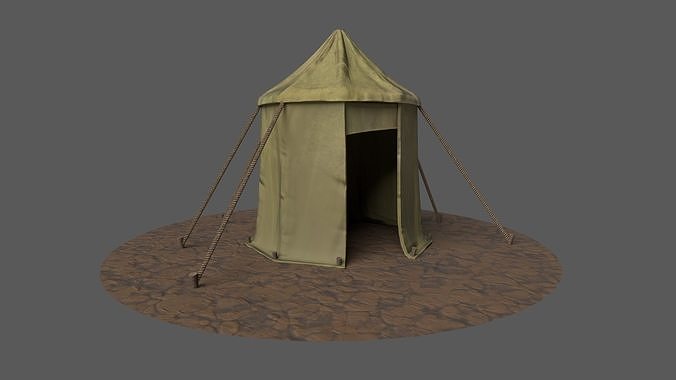 Stylized Medieval Market Tent and Food Crates Low-poly 3D model 3