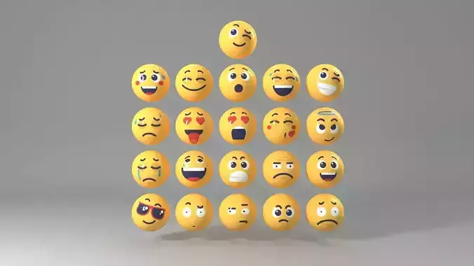 21 Social Media Emoji - 3D model