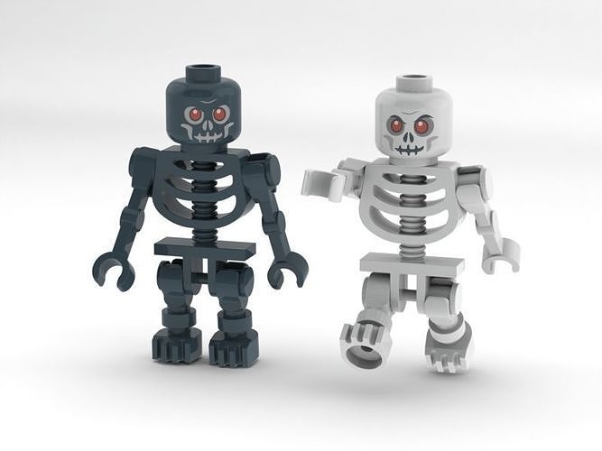 Lego Castle Skeleton Warrior Mini figure Black and White 3D print model