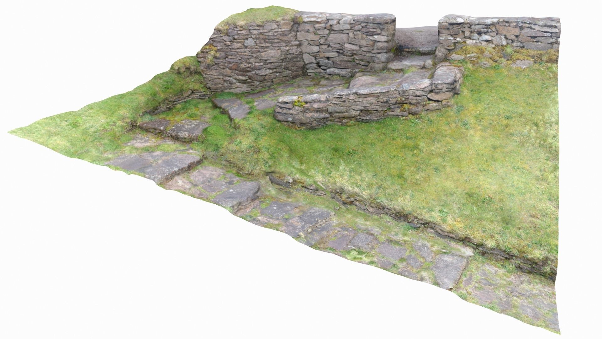 Stone steps Low-poly 3D model_5