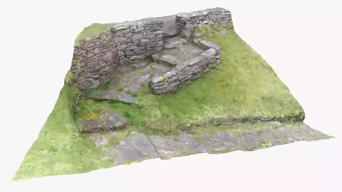 Stone steps Low-poly 3D model