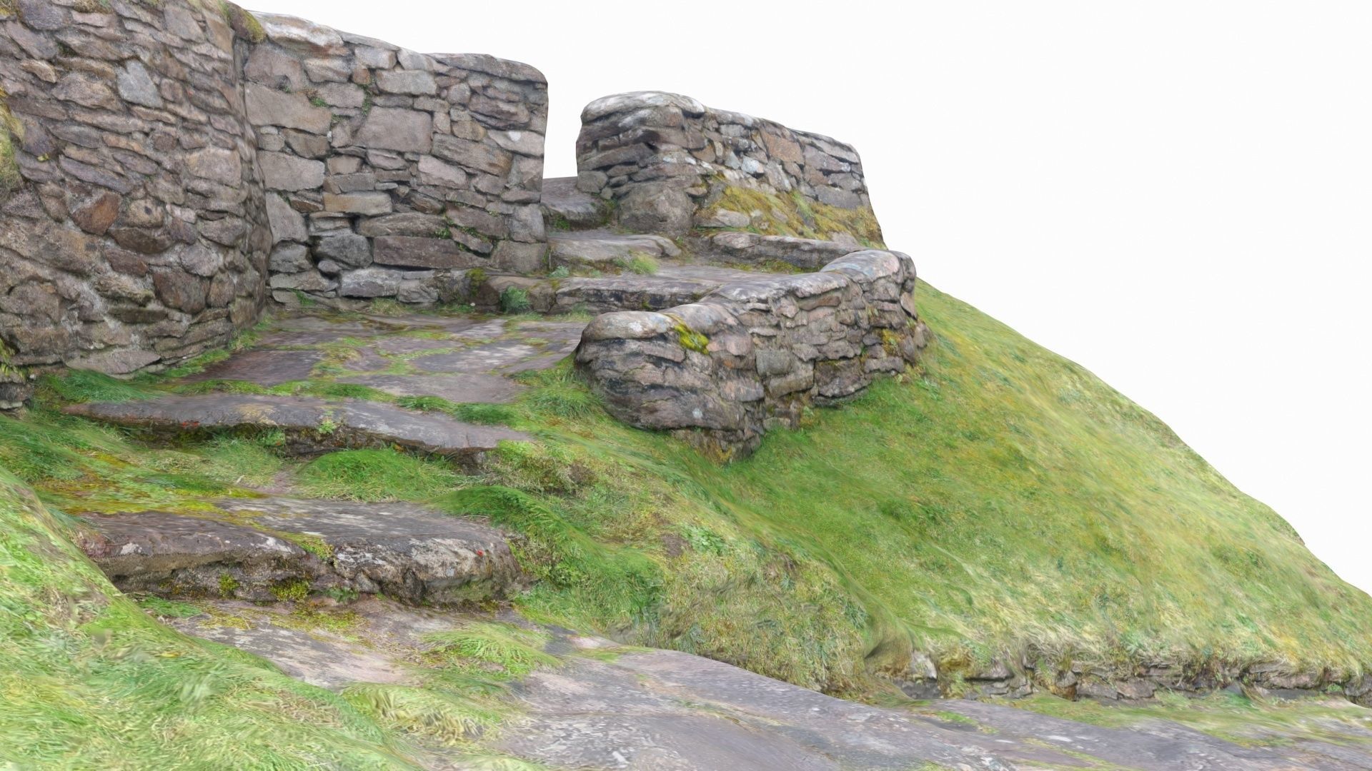 Stone steps Low-poly 3D model_4