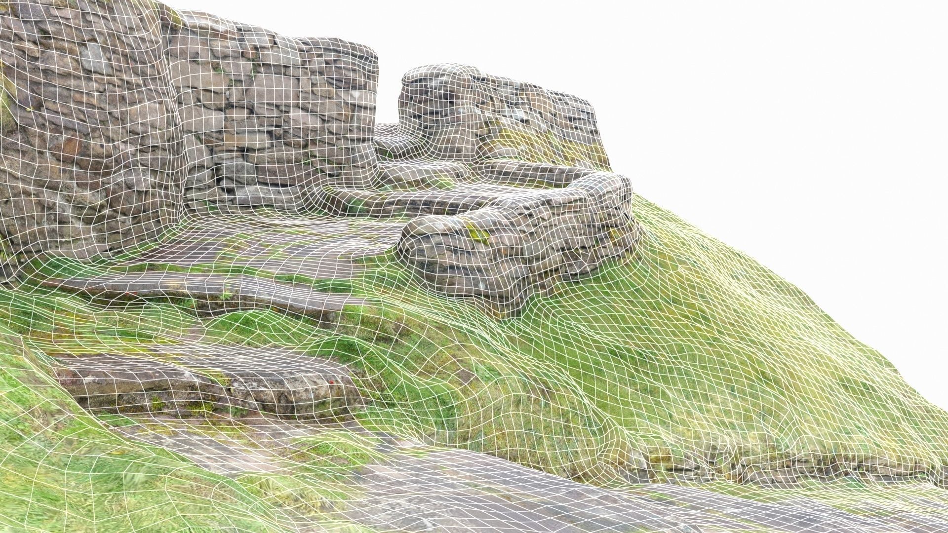 Stone steps Low-poly 3D model_9