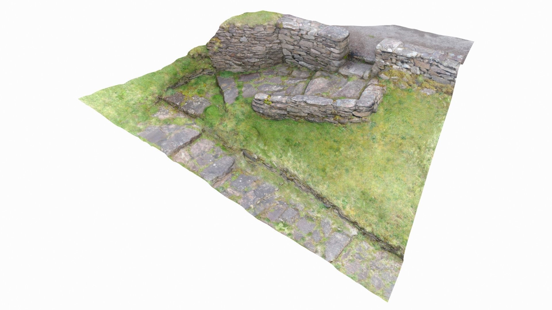 Stone steps Low-poly 3D model_1