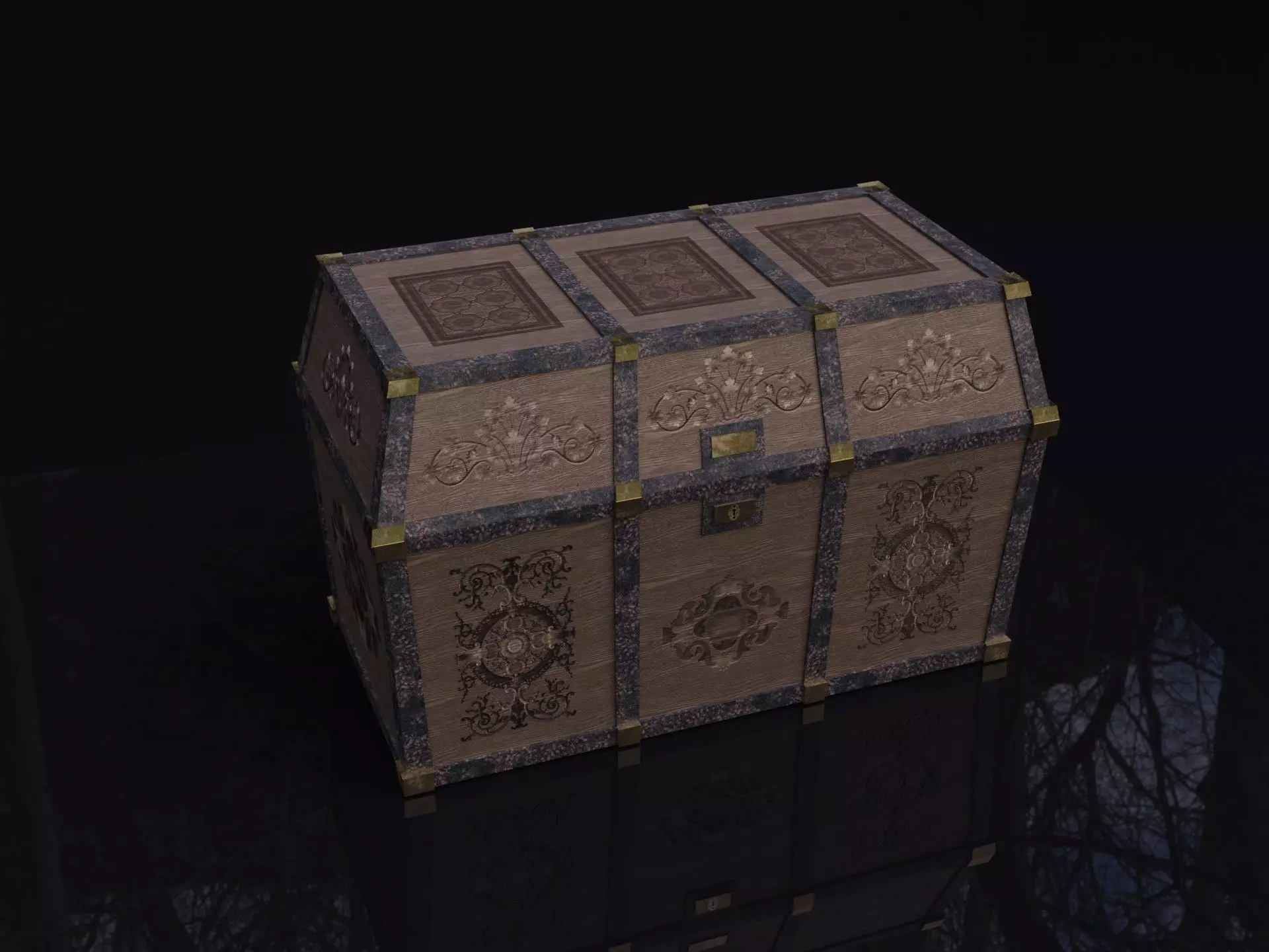 Old Wood Chest Low-poly 3D model_0