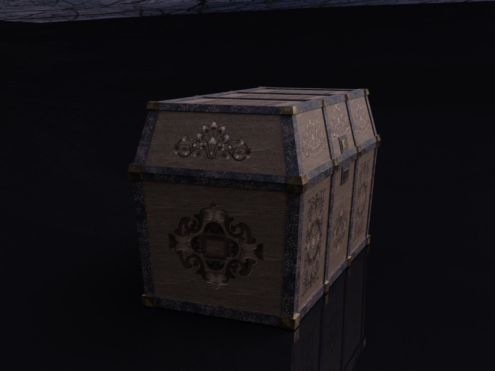 Old Wood Chest Low-poly 3D model_2