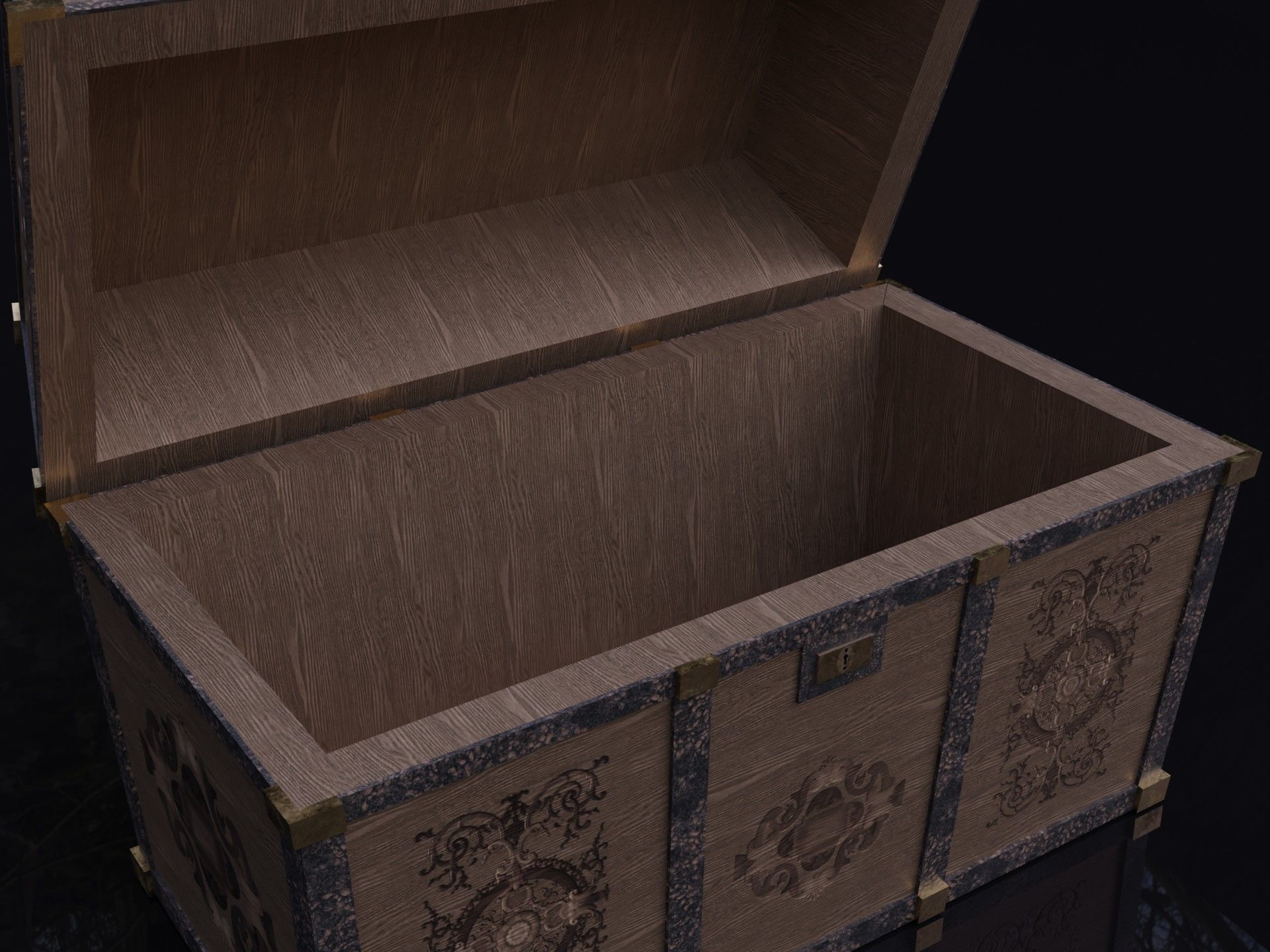 Old Wood Chest Low-poly 3D model_8