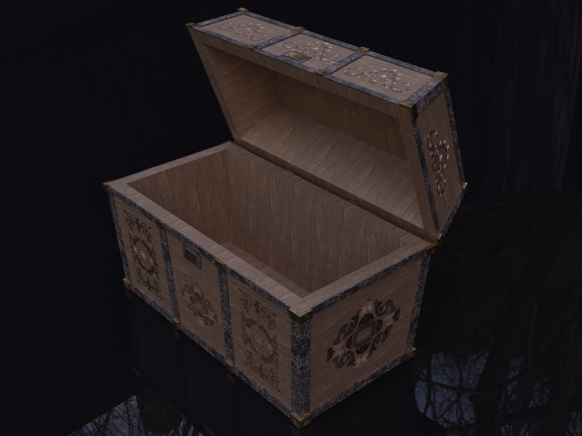 Old Wood Chest Low-poly 3D model_7
