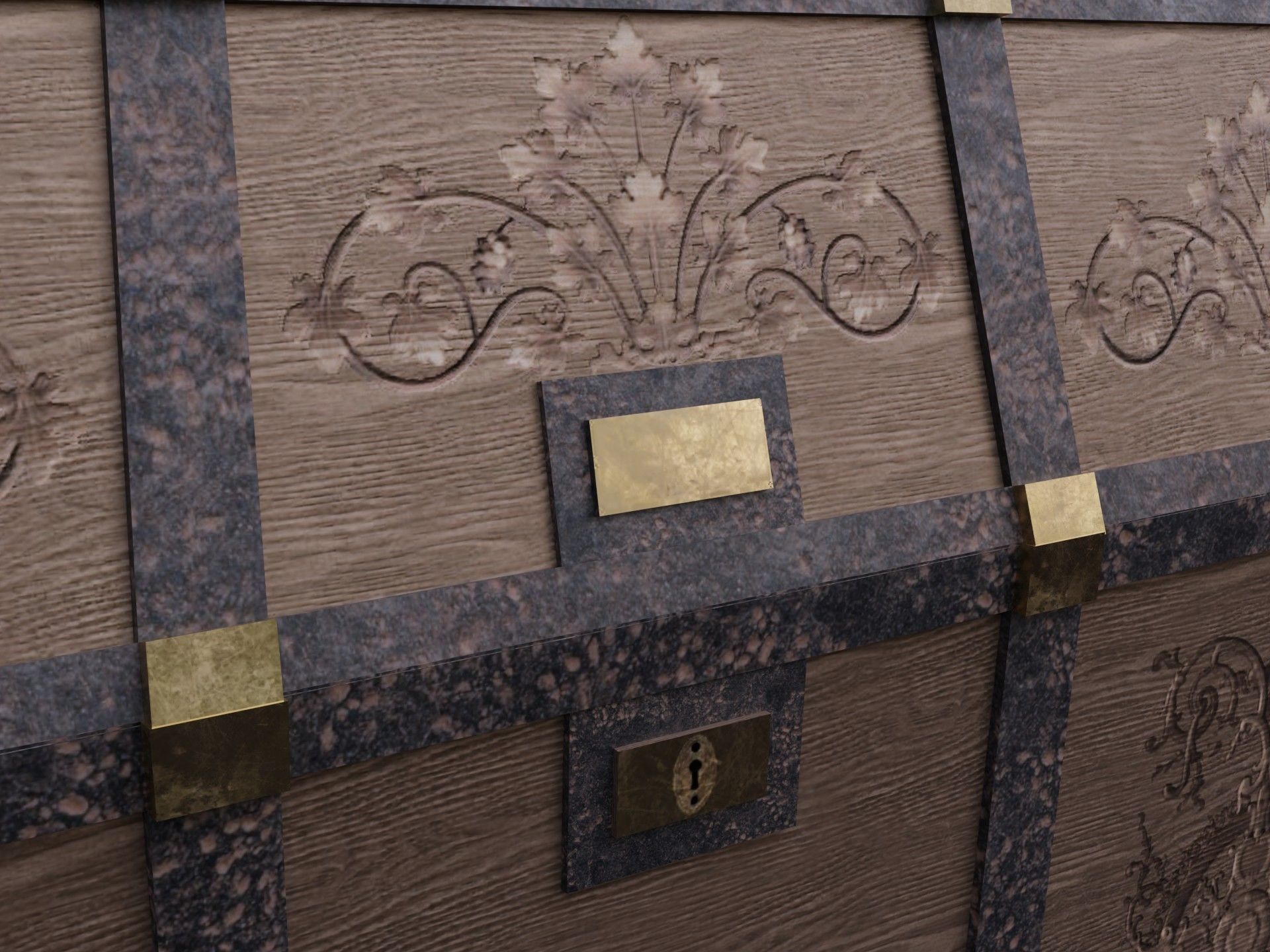 Old Wood Chest Low-poly 3D model_4