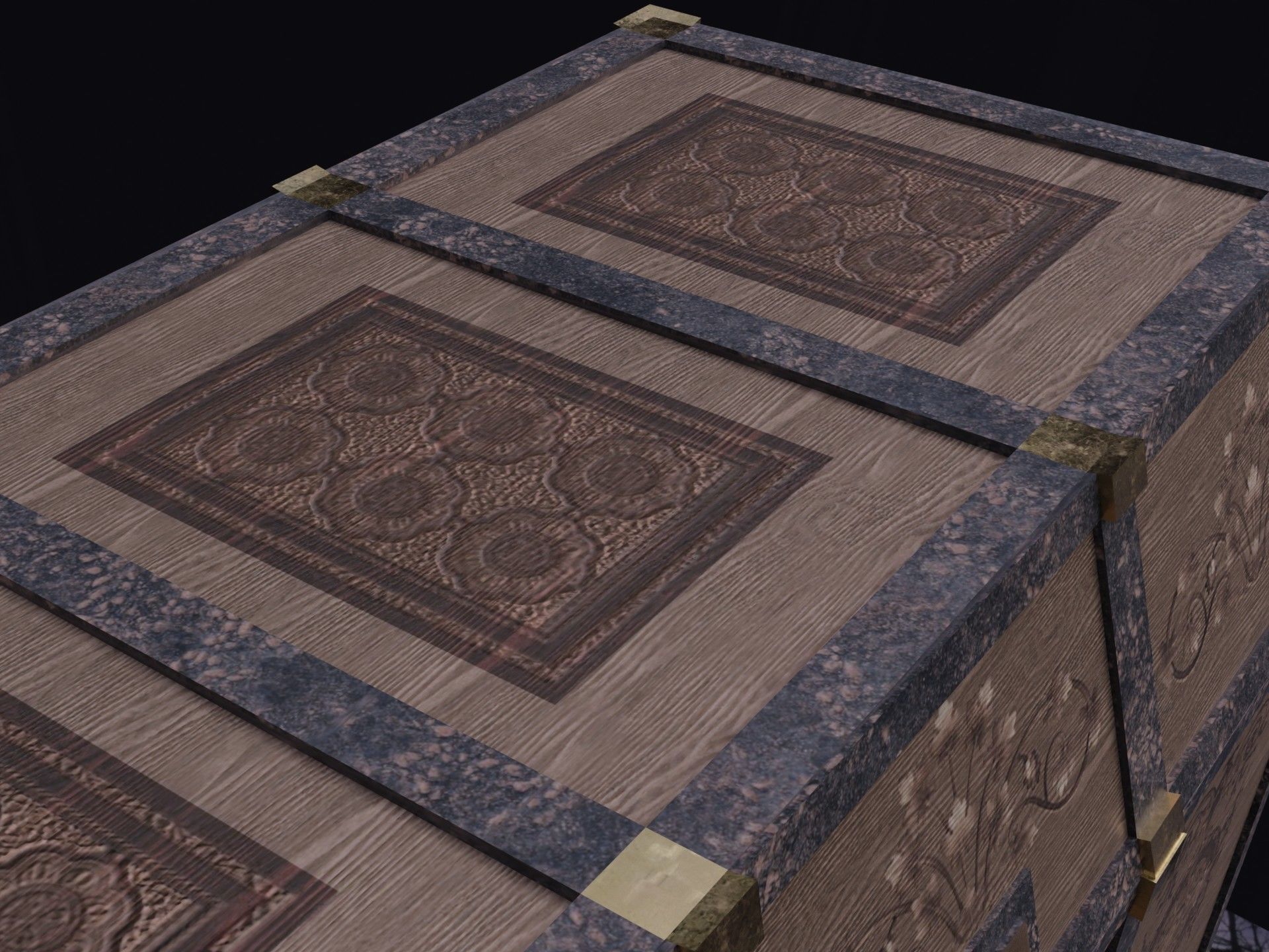 Old Wood Chest Low-poly 3D model_5