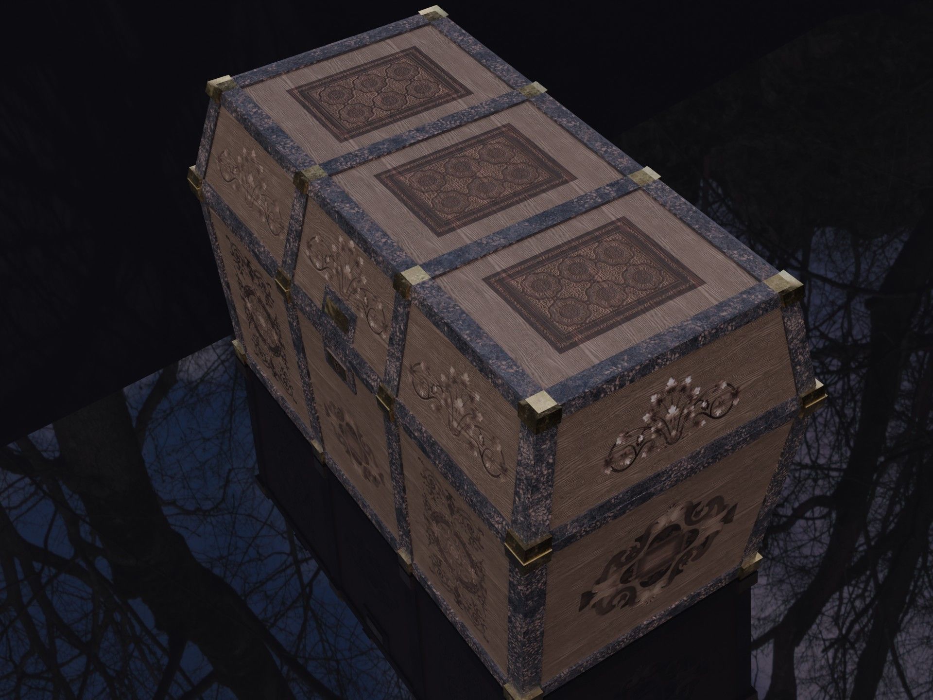 Old Wood Chest Low-poly 3D model_6