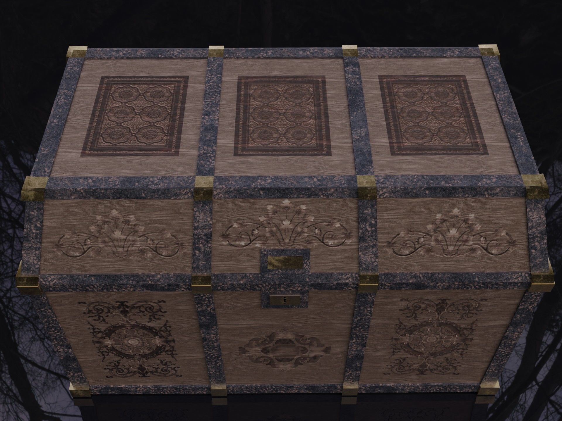 Old Wood Chest Low-poly 3D model_3