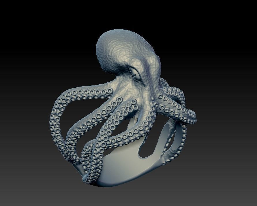 Octopus Tentacle Engagement Ring Fantasy and Detailed 3D print model_7