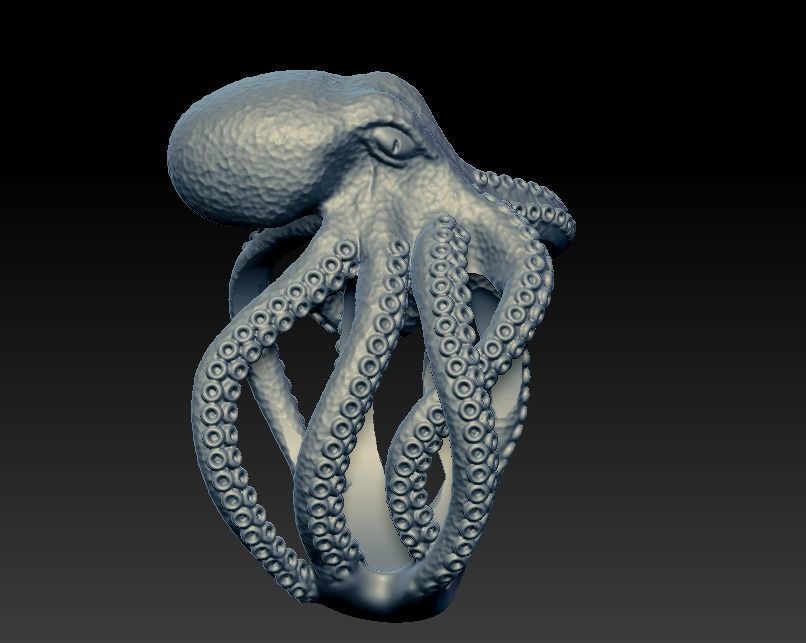 Octopus Tentacle Engagement Ring Fantasy and Detailed 3D print model_9