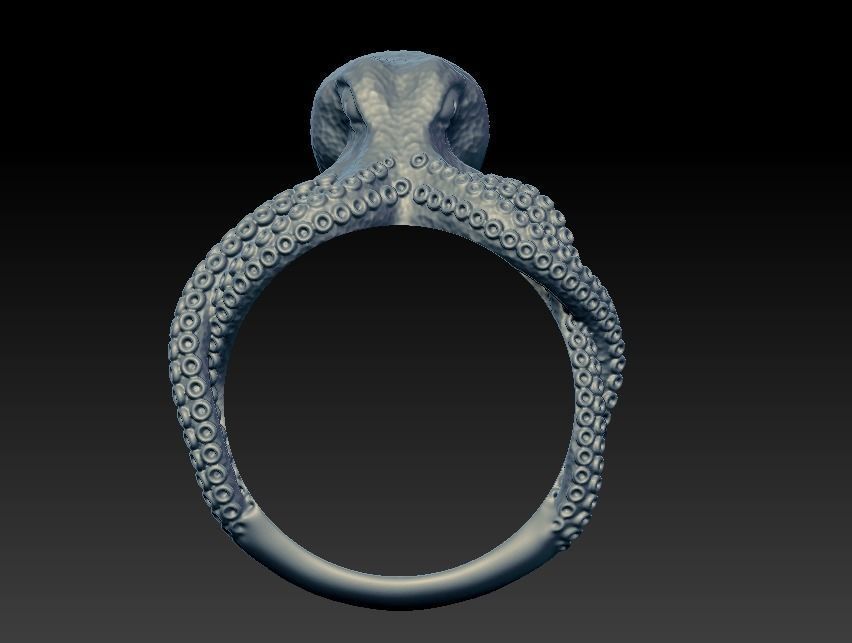 Octopus Tentacle Engagement Ring Fantasy and Detailed 3D print model_8