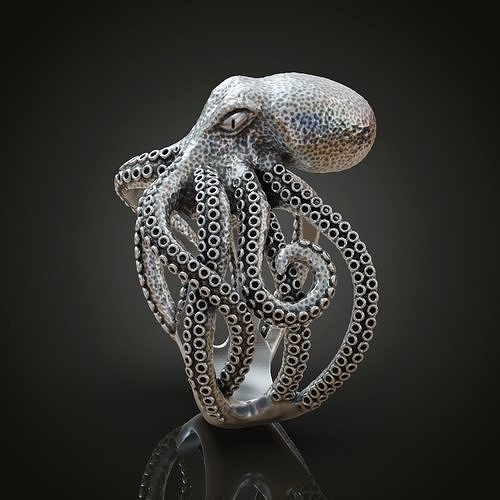 Octopus Tentacle Engagement Ring Fantasy and Detailed 3D print model
