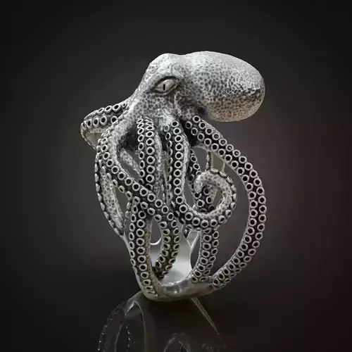 Octopus Tentacle Engagement Ring Fantasy and Detailed 3D print model