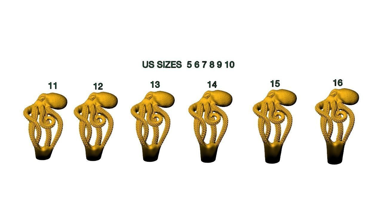 Octopus Tentacle Engagement Ring Fantasy and Detailed 3D print model_11