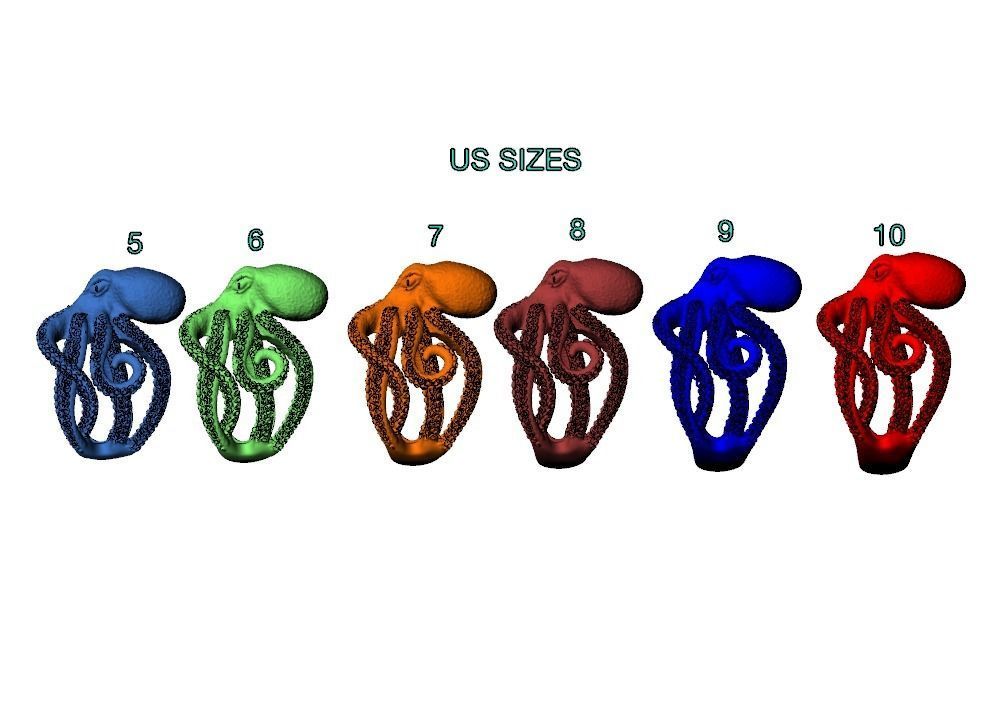 Octopus Tentacle Engagement Ring Fantasy and Detailed 3D print model_10