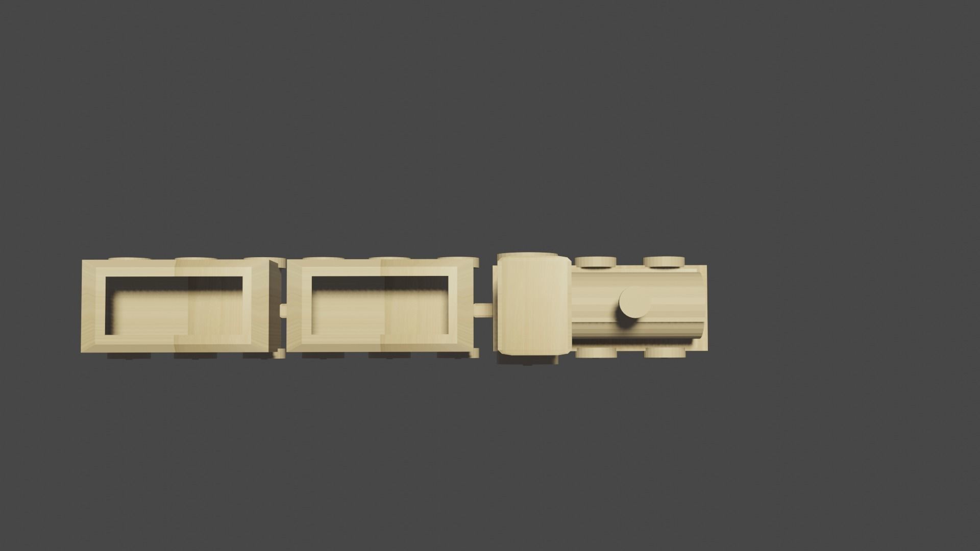 Wooden train low-poly 3D model_2