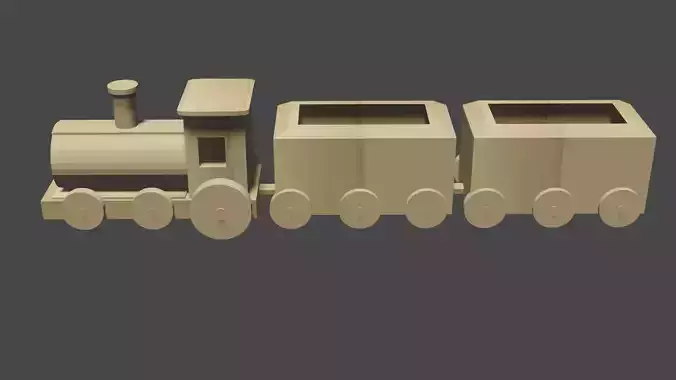 Wooden train low-poly