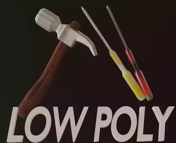 Tools for games Low Poly- Hammer and screwdrivers