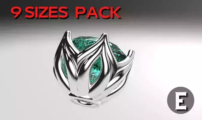 engagement ring head lotus shape 6 prong stud earrings package 3D print model