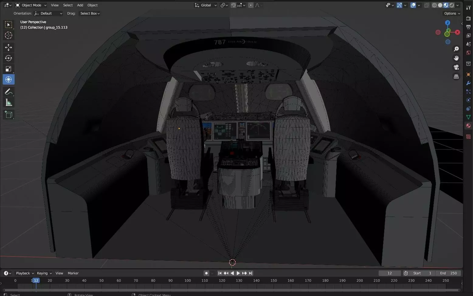 Base model for Boeing 787 Dreamliner cockpit Free 3D model_0