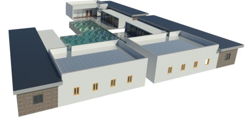 Three sea house with shared pool 3D model_1