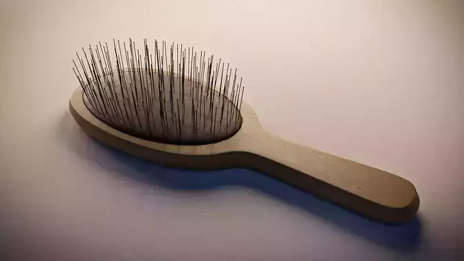 Hairbrush High Poly wooden brush