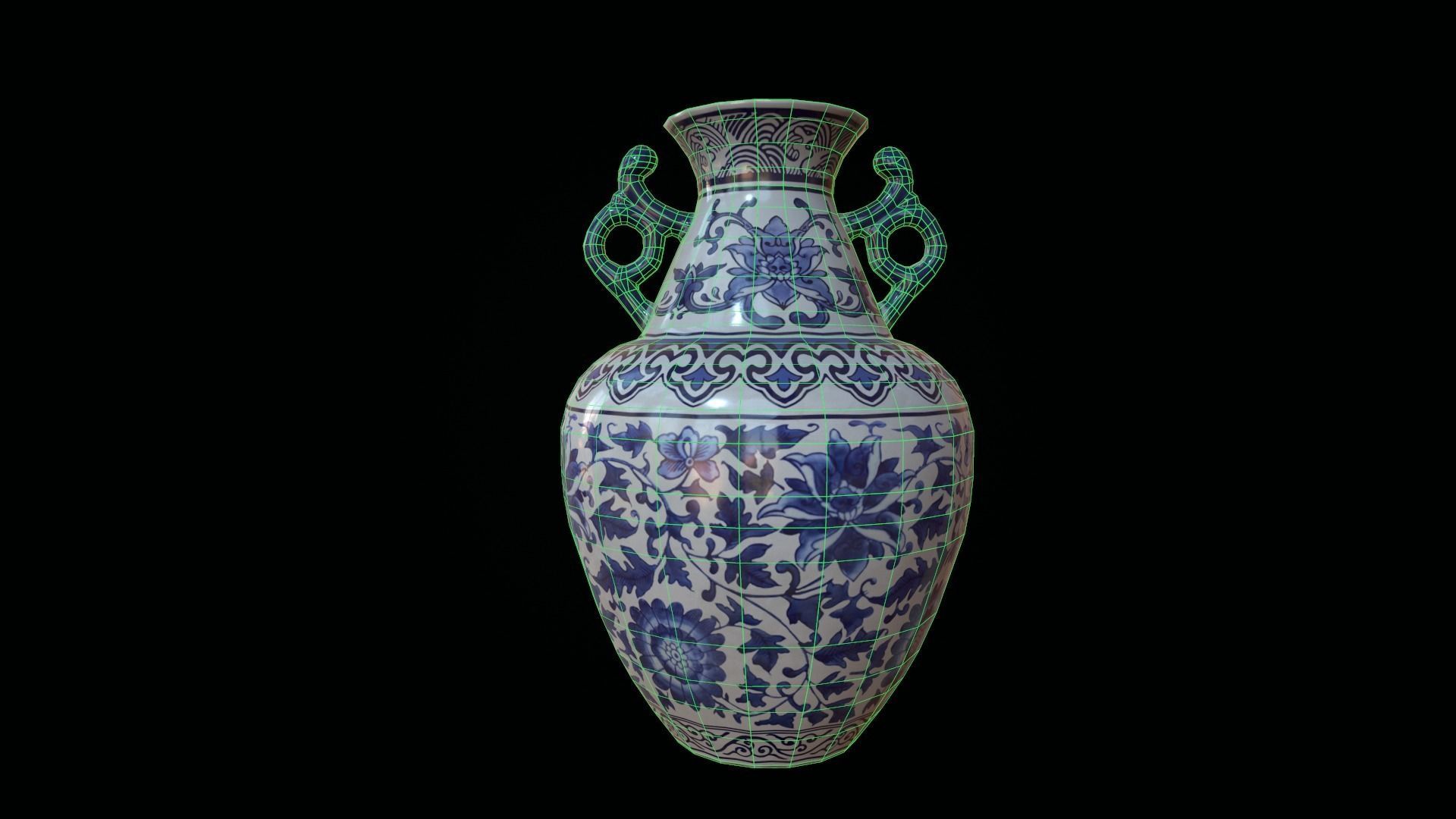Chinese vase Low-poly 3D model_2