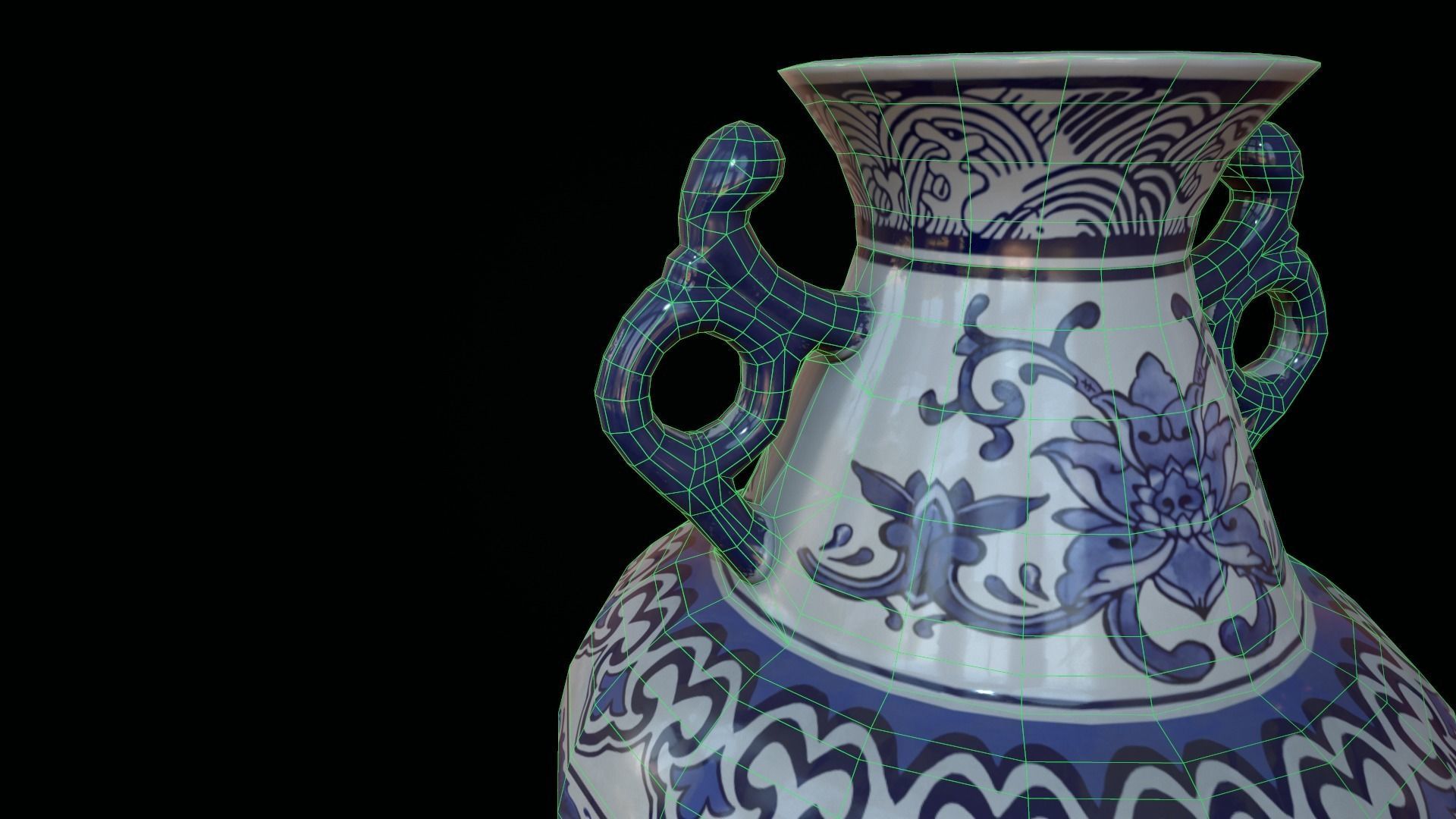 Chinese vase Low-poly 3D model_3