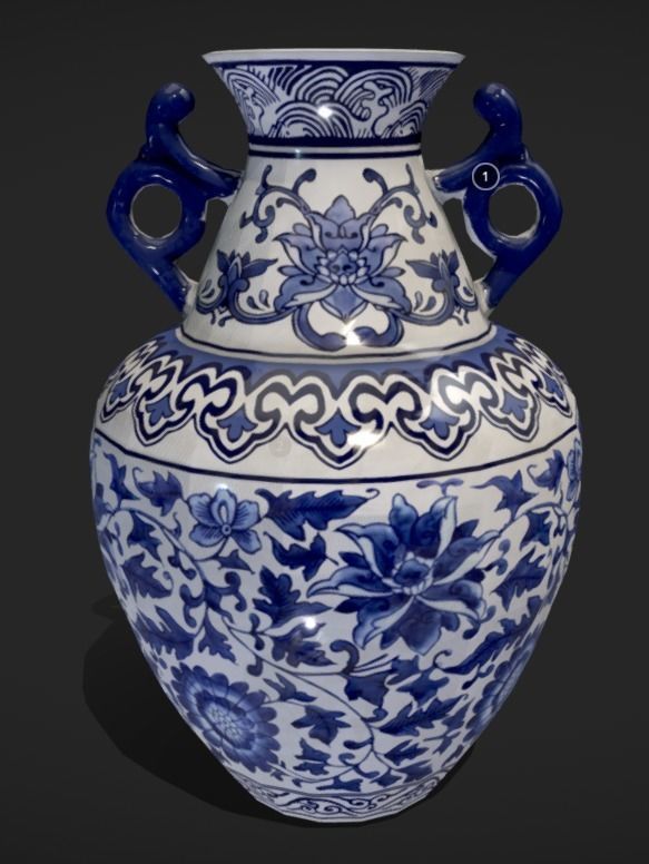 Chinese vase Low-poly 3D model_1