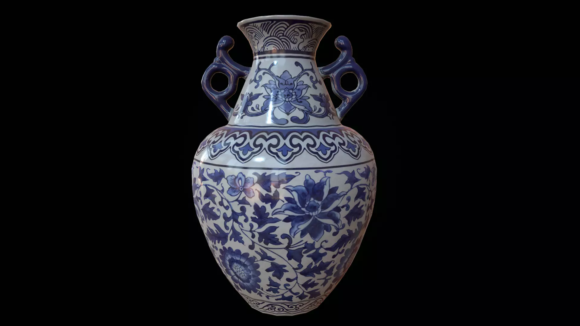 Chinese vase Low-poly 3D model_0