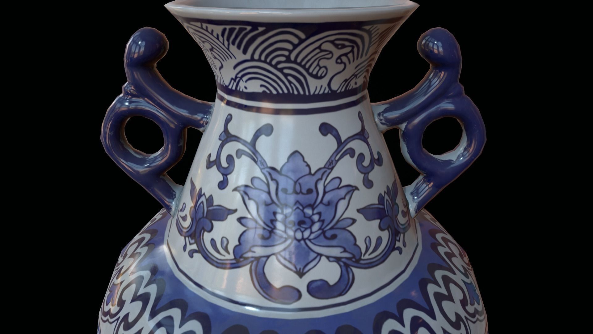 Chinese vase Low-poly 3D model_4