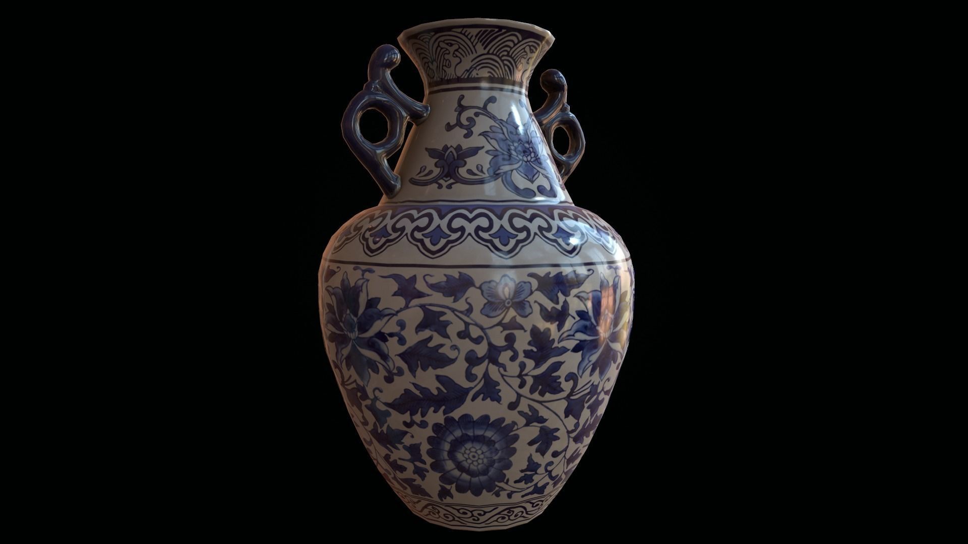 Chinese vase Low-poly 3D model_7