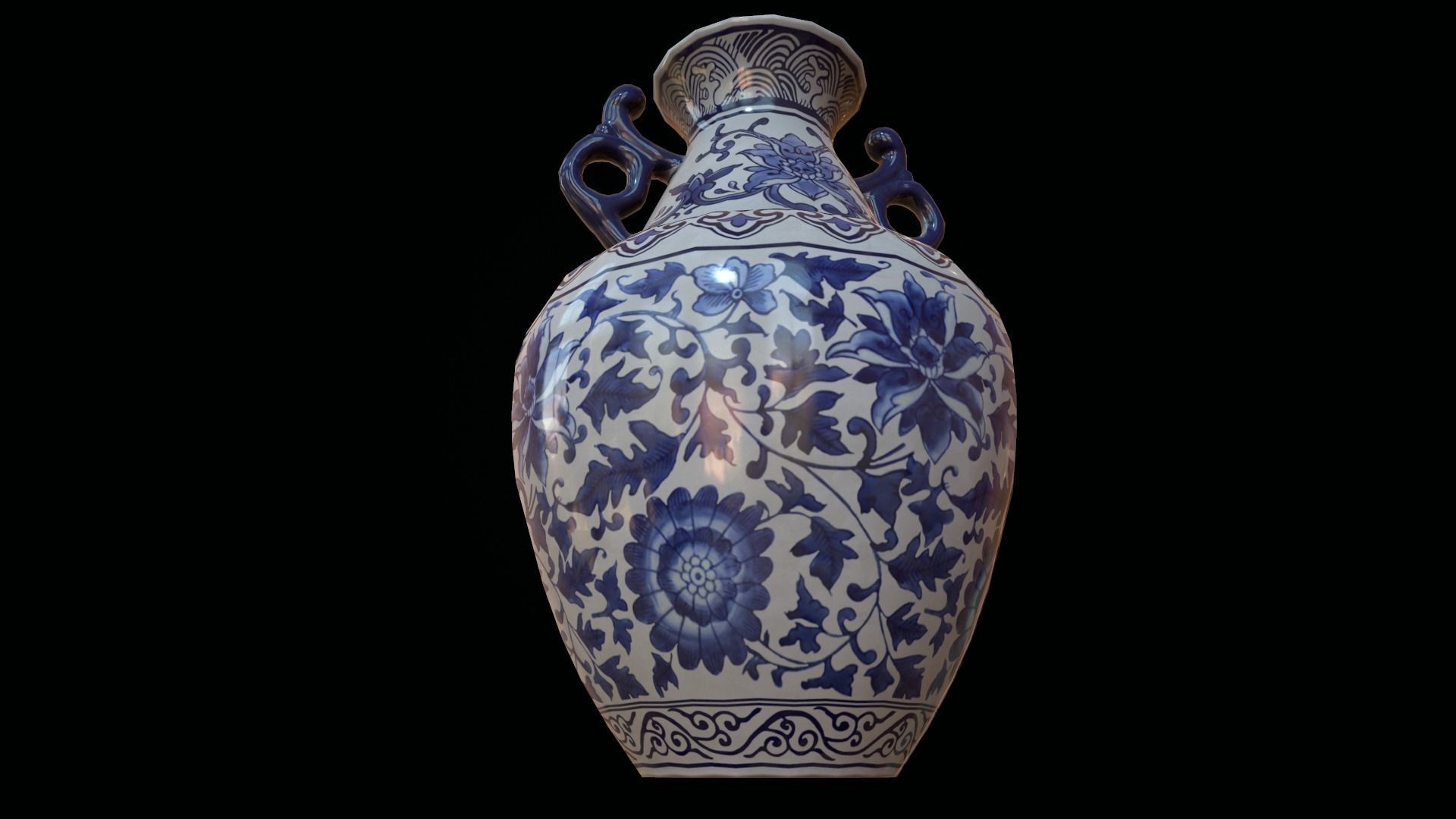Chinese vase Low-poly 3D model_5