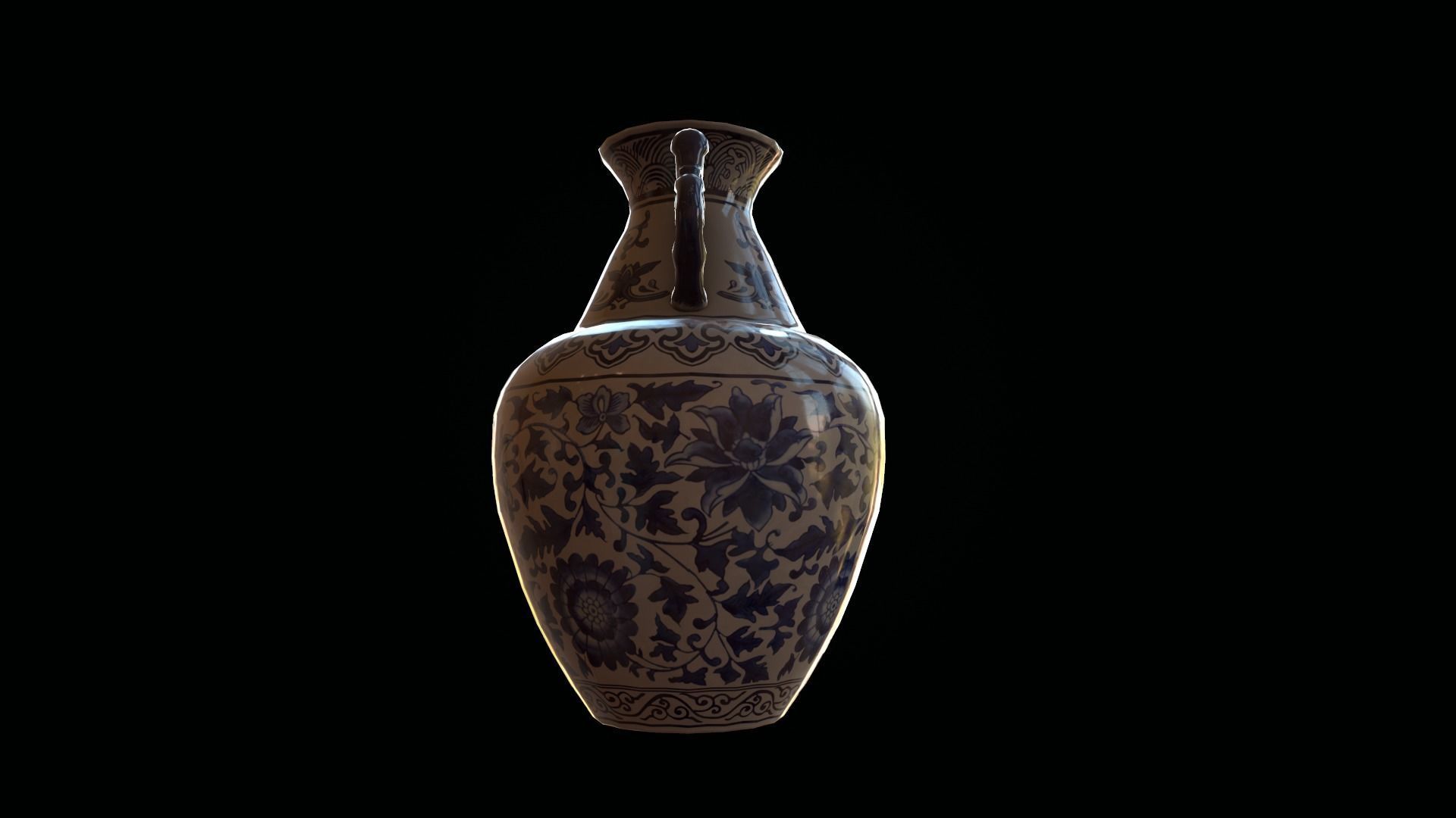 Chinese vase Low-poly 3D model_8
