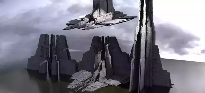 Stargate Pyramid City 5 ships 3D model