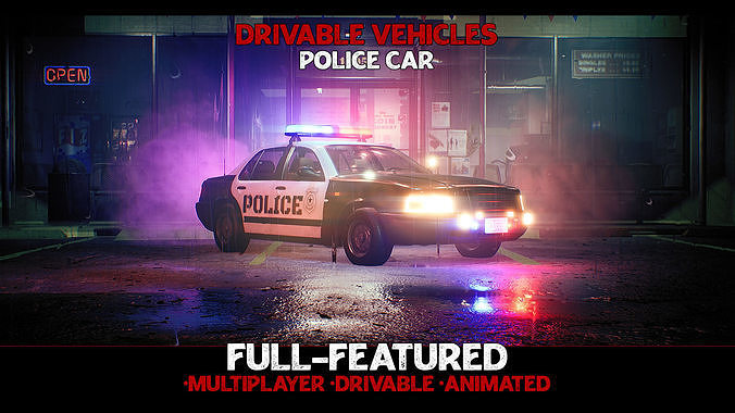 Police Car - Drivable UE4 UE5 Low-poly 3D model