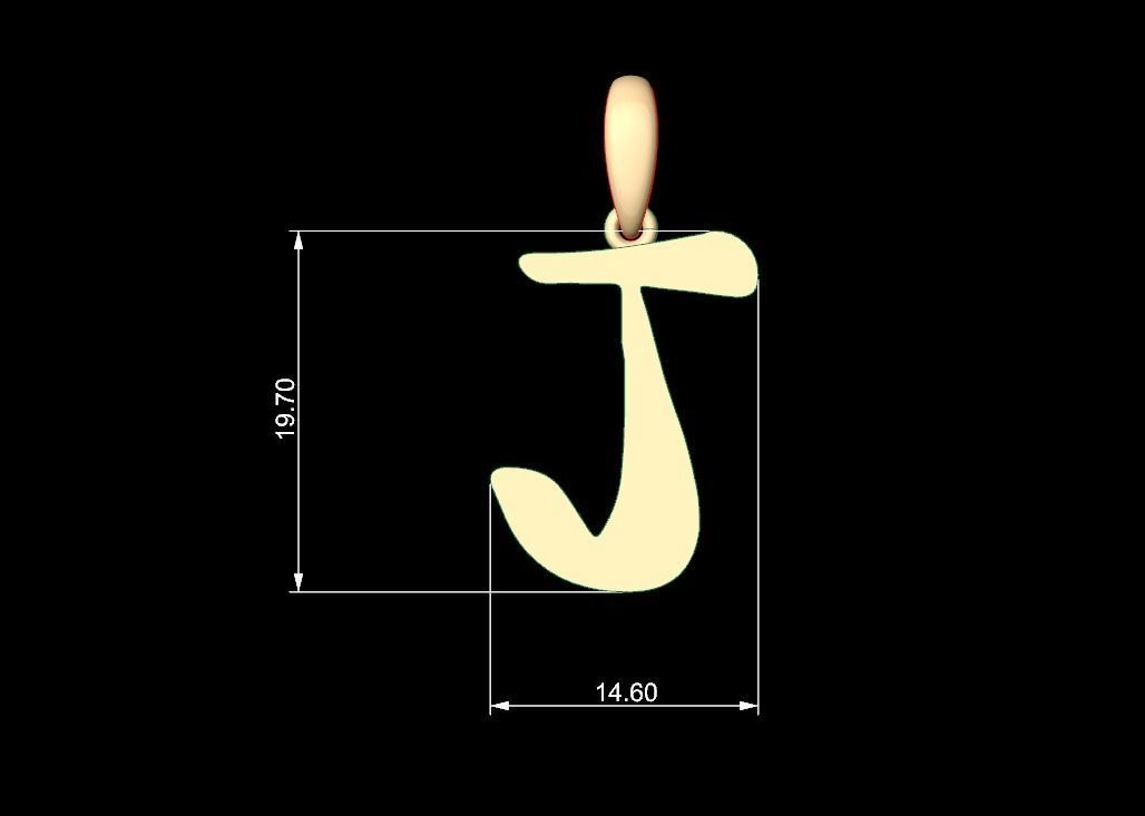 Initial Letters Pendant The Historich J 3D print model_4