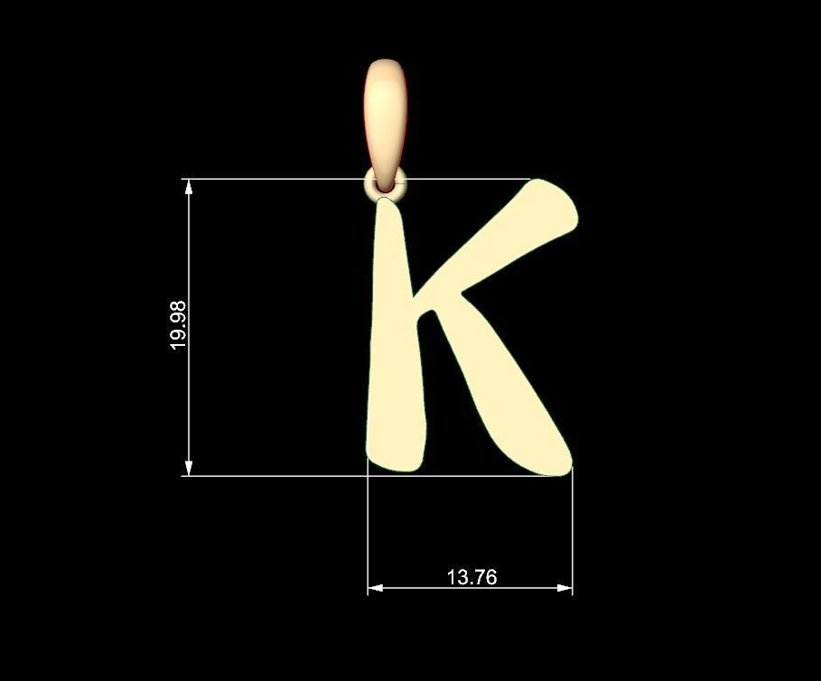 Initial Letters Pendant The Historich K 3D print model_4