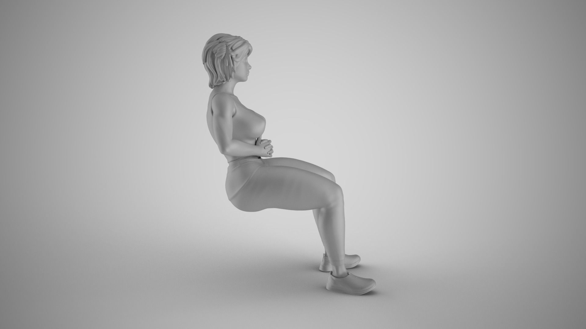 Girl Watching Carefully 3D print model_3