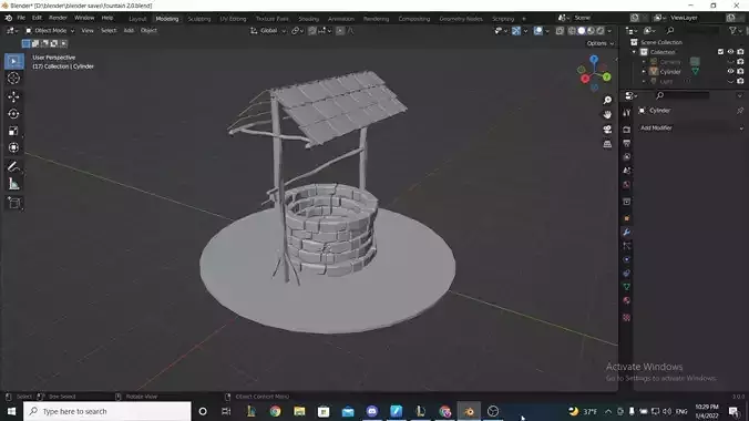 Low Poly Fountain water tower