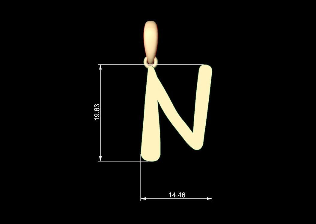 Initial Letters Pendant The Historich N 3D print model_4