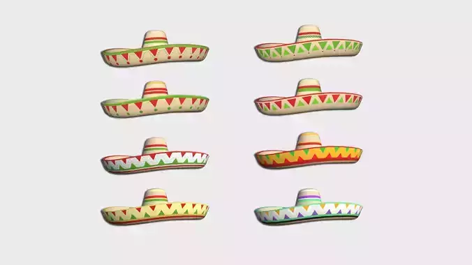 08 Mexican Hats Sombrero - Character Design Fashion 3D Model Collection