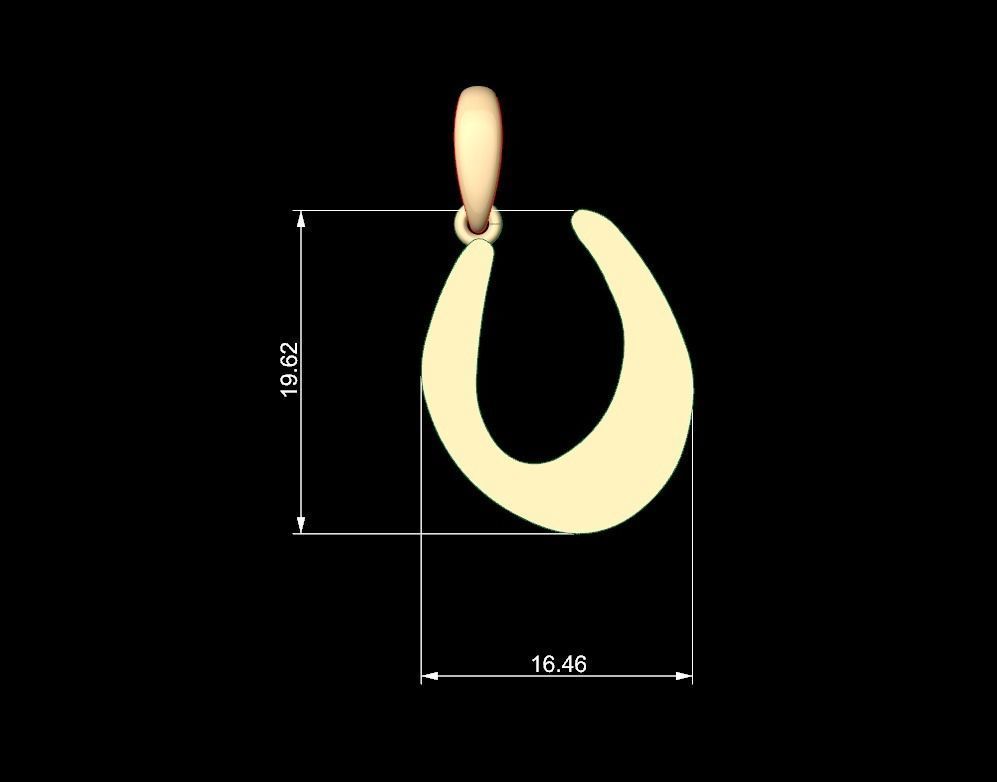 Initial Letters Pendant The Historich U 3D print model_4