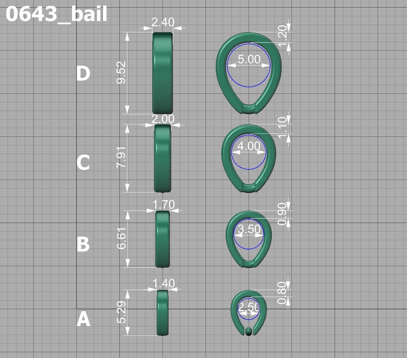 DIAMOND BAILS PACKAGE 4 different size for Pendants Necklaces 3D print model_16