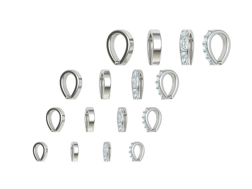 DIAMOND BAILS PACKAGE 4 different size for Pendants Necklaces 3D print model_1