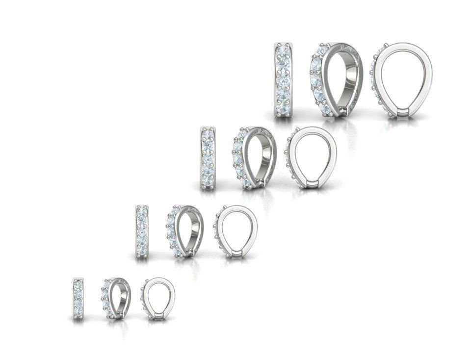 DIAMOND BAILS PACKAGE 4 different size for Pendants Necklaces 3D print model_5